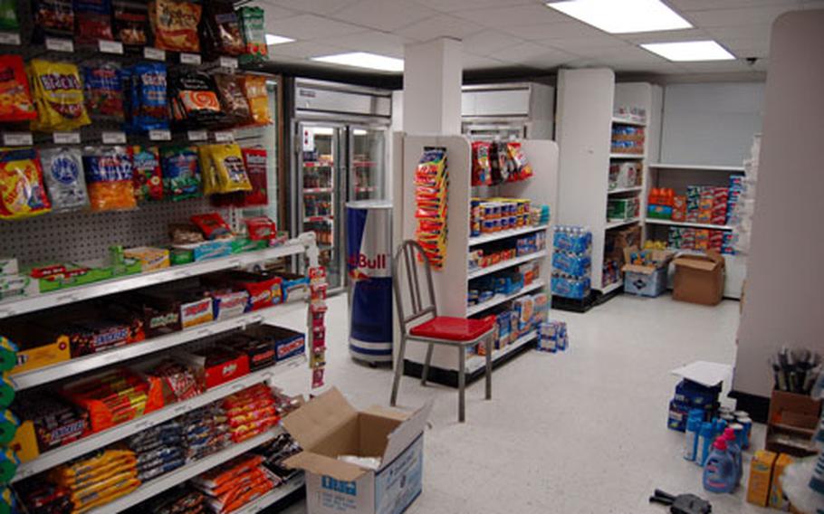 AAFES officials moved essential goods into the snack bar after closing the post exchange on Sept. 14.