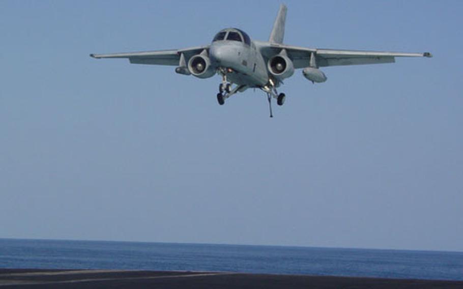 An S-3B prepares to lands onto the USS Enterprise earlier in October.