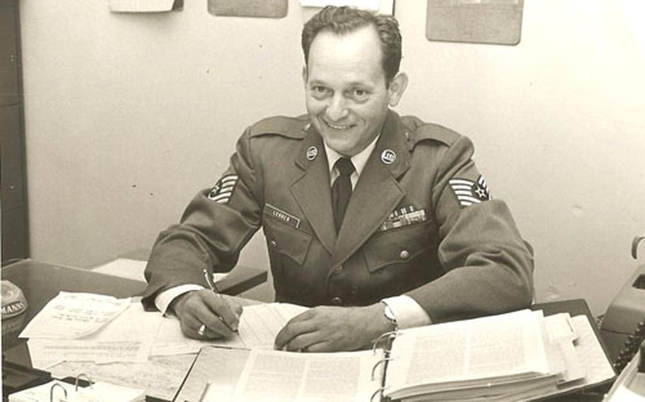 Abe Lehrer, then a technical sergeant based at RAF Bovingdon, smiles during work at the base’s communication squadron in 1963. Well known in the community at the time, residents and colleagues nicknamed him the “Mayor of Bovingdon.”