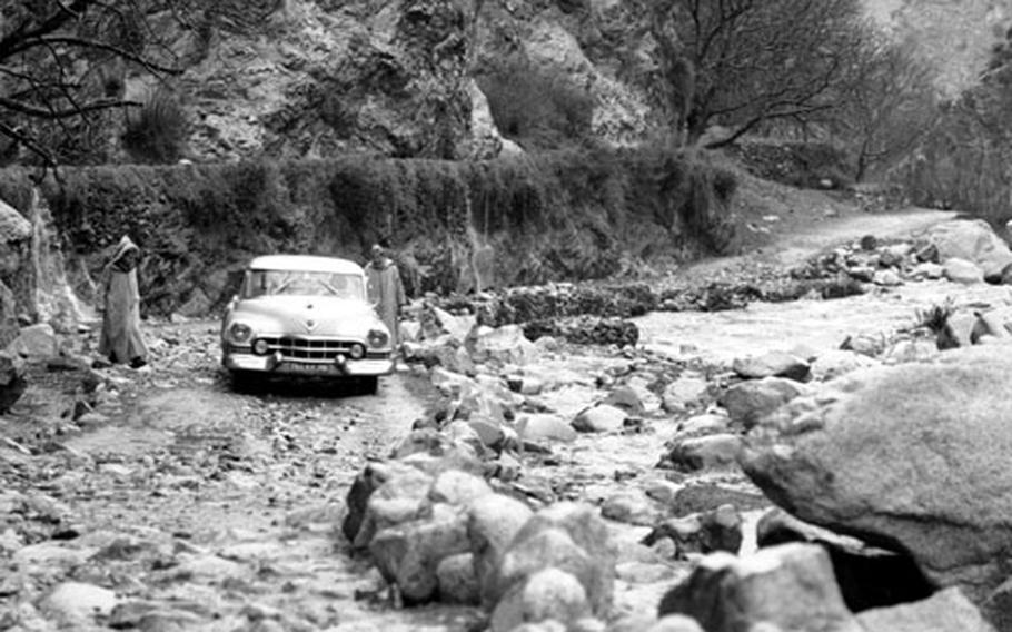Lucy Ann Bent&#39;s 1951 Cadillac struggles along a rocky road in the High Atlas Mountains.