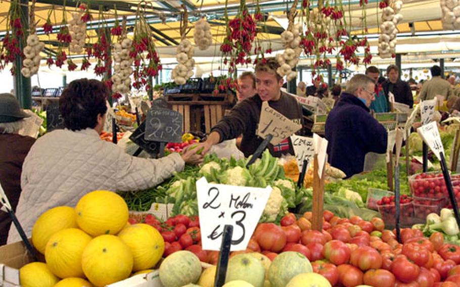 At first, the language barrier can make off-base shopping shopping for food, like at this market in Italy, intimidating. When it is time to return to the U.S., it is these simple things of European life that one can miss.