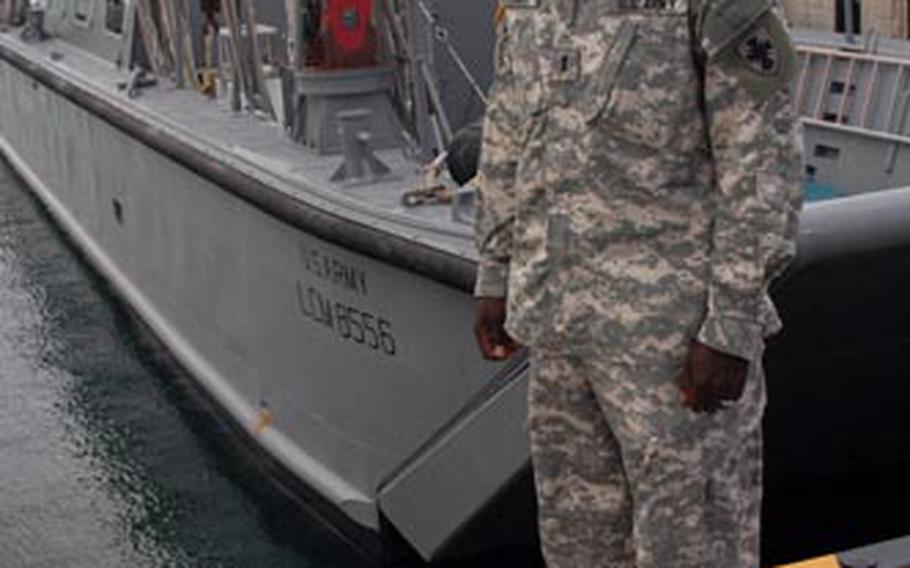 First Lt. Ken Smith, the 505th Quartermaster Battalion’s petroleum operations officer, said the Army uses a landing craft at Tengan for offshore fuel system maintenance, inspections and ship operations. The location is one of two fuel-entry points on Okinawa operated by the unit.