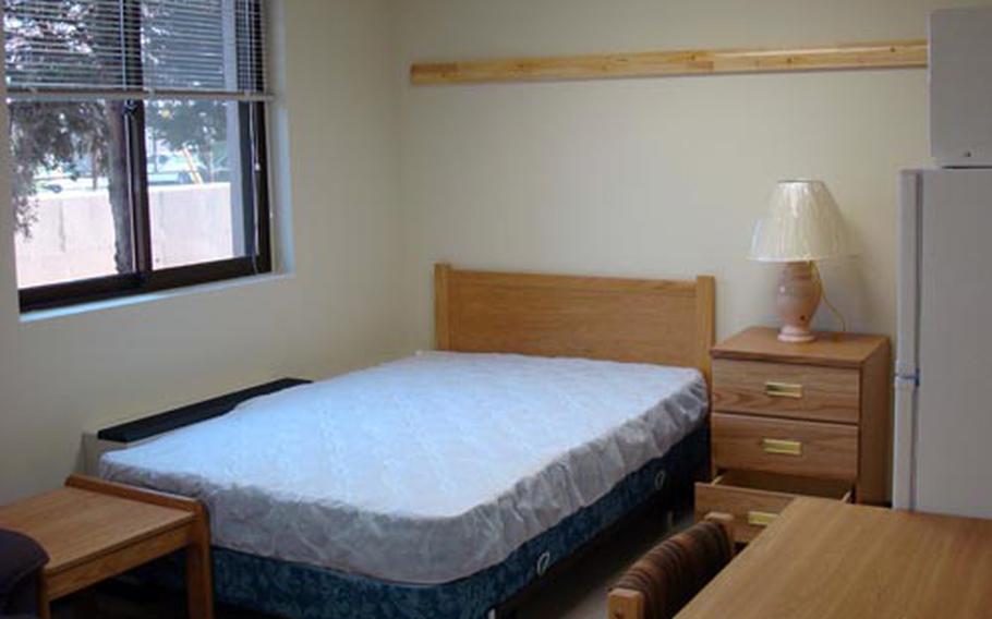 A room is ready in one of the newly renovated barracks at Suwon Air Base in South Korea.