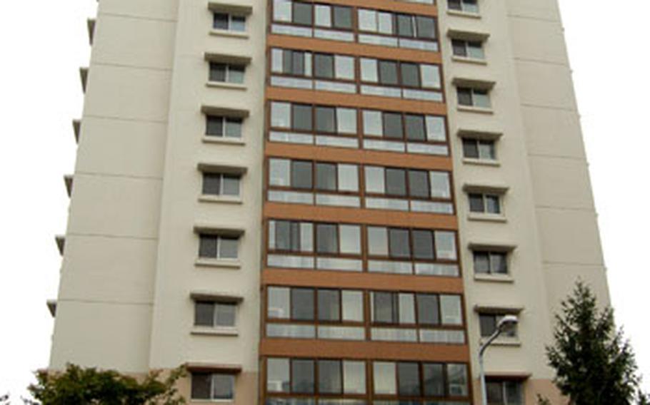 This U.S. military housing tower on Hannam Village in Seoul has remained vacant since military officials said the housing is not up to U.S. Army standards.