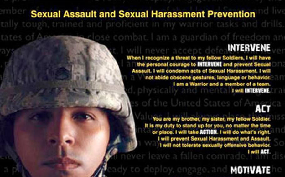 The Army&#39;s new sexual assault prevention campaign is called “I. A. M. Strong” — for intervene, act and motivate.