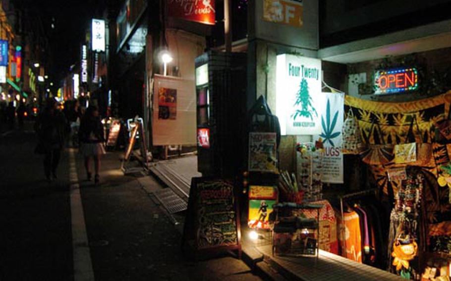 Certain so-called head shops in Tokyo sell substances such as Salvia Divinorum and Spice that are billed as legal marijuana and are banned to service members.