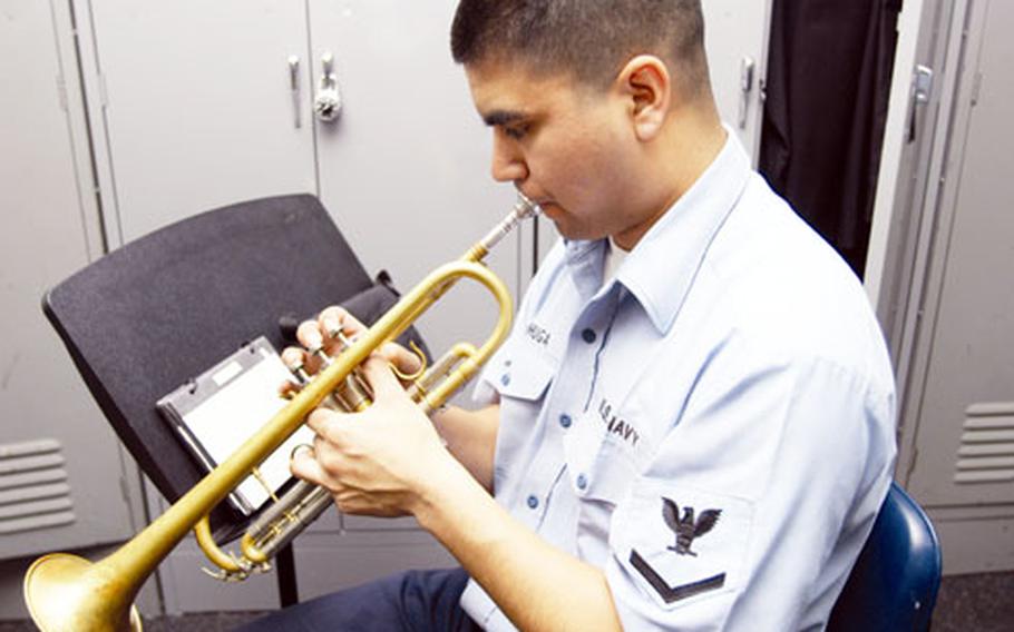 Petty Officer Third Class Gabriel Lechuga from 7th Fleet Band in Yokosuka says he joined the Navy for the Montgomery GI Bill but has done research recently that’s made him give more thought to staying in until retirement.