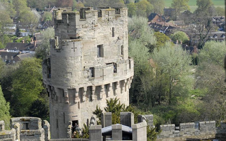 Visitors to Warwick Castle can explore the nearly 1,000-year-old fortress by walking up spiraling staircases to its towers and taking in views of the scenery and the city of Warwick.