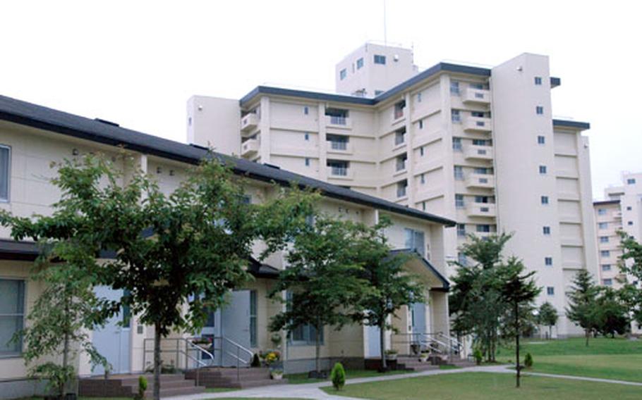 Tower apartments and ground-style housing like these at Misawa Air Base are common at U.S. military bases in Japan.