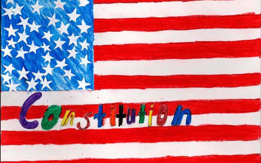Fourth-grader Jasmyn Coleman, 9, of Yokota West Elementary School in Japan beat out thousands of contest entrants with a poster of the American flag to commemorate the Sept. 17 anniversary of the signing of the U.S. Constitution. The contest was sponsored by the American Library Association.
