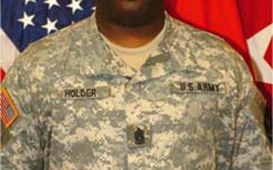 Command Sgt. Maj. Antonio Holder pleaded guilty to fraternization with a subordinate enlisted man Tuesday and was sentenced to a reduction in rank to an E-8 and a formal reprimand.
