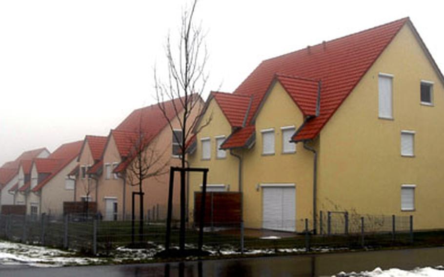 A row of shuttered houses at Netzaberg — a large off-post military housing area near Grafenwöhr Training Area.