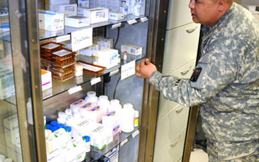 The new Bamburg medical aid station was stocked with discount supplies soldiers found at nearby clinics that were closing.