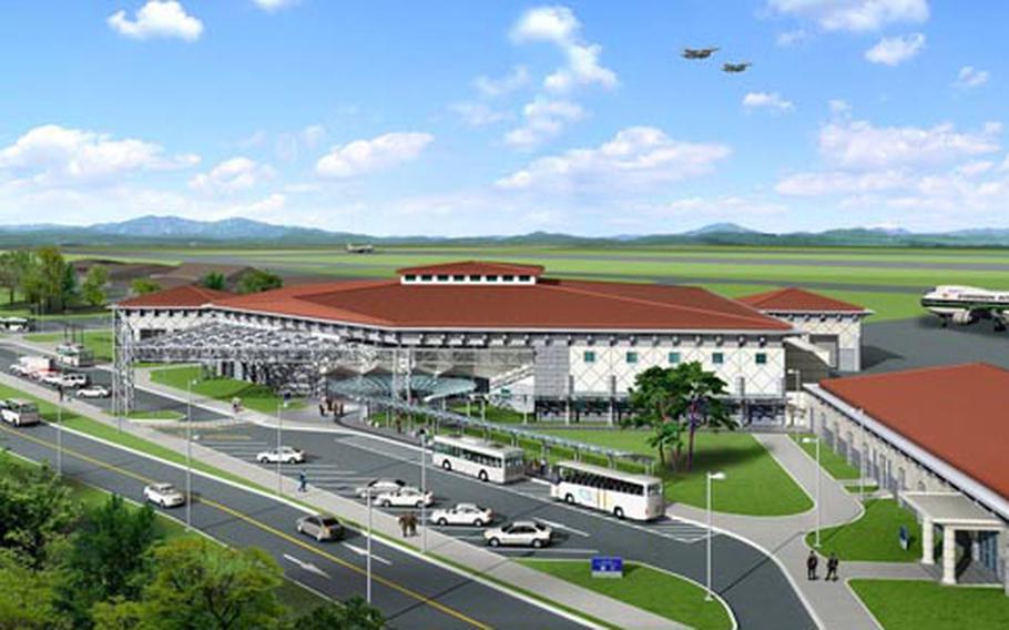 An artist’s rendering of Osan Air Base’s new passenger terminal.
