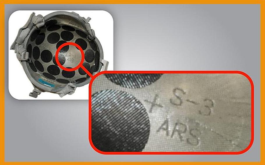 Check the helmet's bench mark on the inside crown of the helmet. You may have to remove some Velcro coins to see the bench mark.  ArmorSource helmets will have the bench mark "ARS."