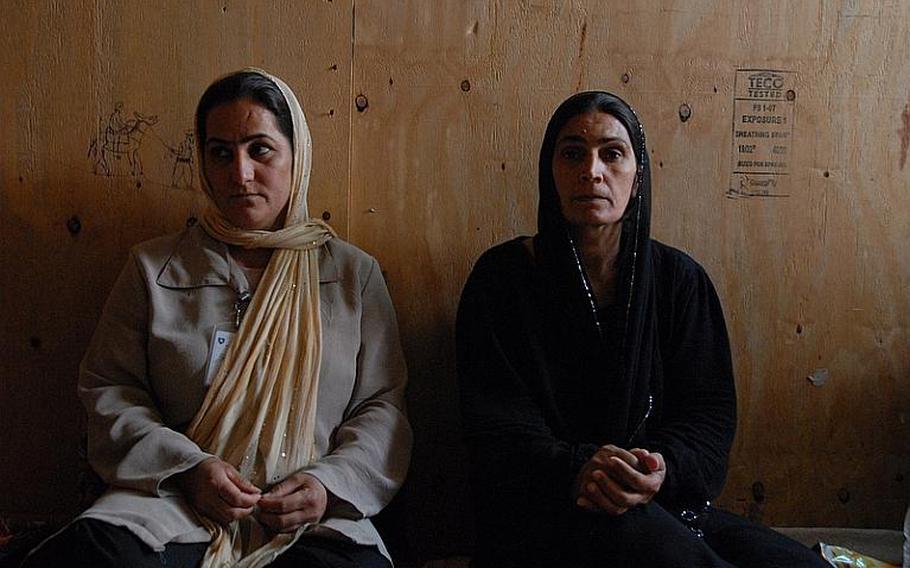 The checkpoints in the CSA also rely on Daughters of Iraq, female civilians paid by the U.S. military to do personal searches on women when needed. These women have worked six months at Checkpoint 3, from 7 a.m. to 4 p.m., seven days a week. They live in nearby Khanaqin, a mainly Kurdish town. With no extended family to help, one woman, a former Peshmerga soldier, says she locks her teenage and grade-school aged daughters in the house while at work. "There's no other job," she said.