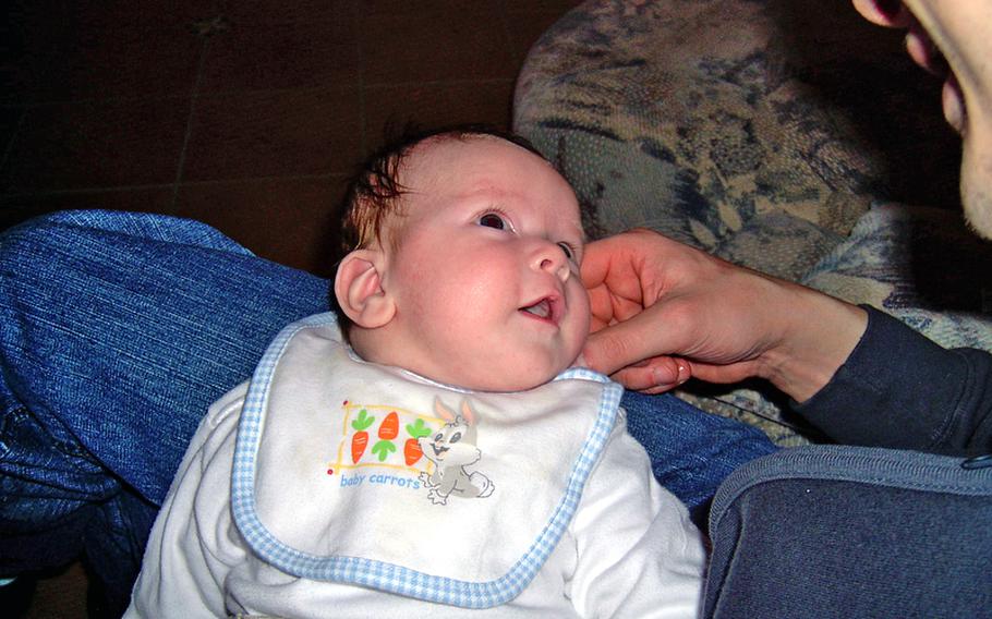 Felix Hofmann, shown here in 2005 at 4 months old, was discovered to have learning disabilities traced back to staff negligence at the Eschenbach Hospital in Germany. Felix&#39;s father, Markus Hofmann, is hoping to spread word about the case to any of the approximately 4,000 American families whose children were born at Eschenbach.