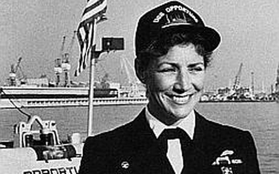 Retired Navy Cmdr. Darlene Iskra made history when she become the first woman to command a commissioned vessel in 1990. Iskra said it's difficult for women who are 'firsts' in the Navy to acknowledge the accomplishment when it happens, partly due to the spotlight that is on them and the desire to do a good job, gender aside.