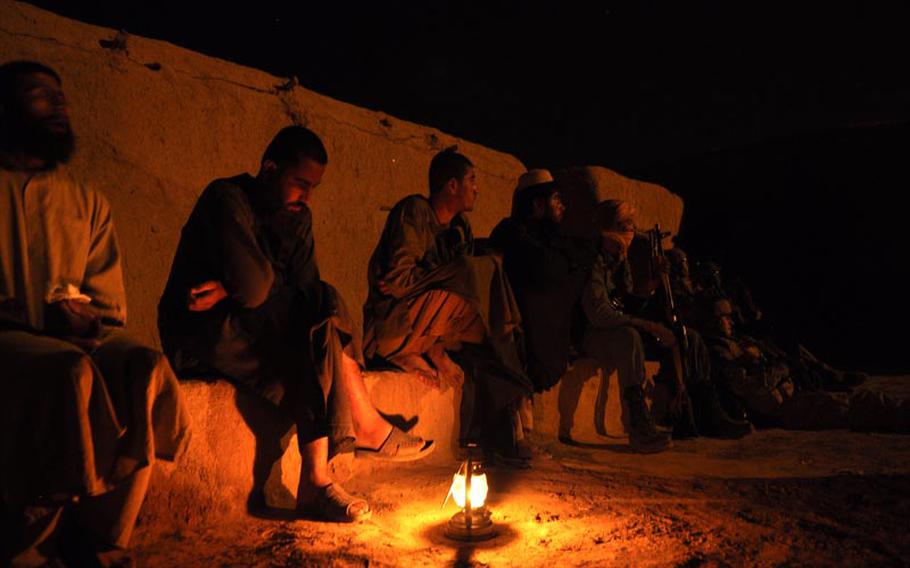 During a recent raid along the Arghandab River near the village of Now Ruzi, U.S. and Afghan forces gathered male residents in a courtyard, standard practice during night operations. The men were questioned about insurgents, IEDs, and the whereabouts of a Taliban leader named Yahya. None of the men were detained.