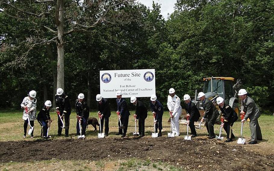 Ground is broken at a new National Intrepid Center of Excellence satellite center at Fort Belvoir. The facility is one of nine planned around the country to treat traumatic brain injury and psychological illness.