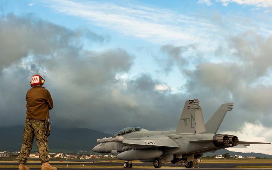 A U.S. Navy EA-18G Growler from the Electronic Attack Squadron 135 from Naval Air Station Whidbey Island stops at Lajes Field Air Base Wing for a refueling mission on May 5, 2012.
