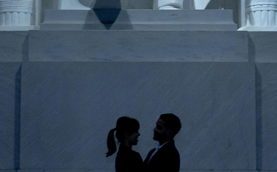 This prize-winning photo of a couple in front of the Lincoln Memorial in Washington, D.C., was taken in 2012 by Nathan G. Wilson-Crow, an Air Force photographer charged with rape and sexual assault.