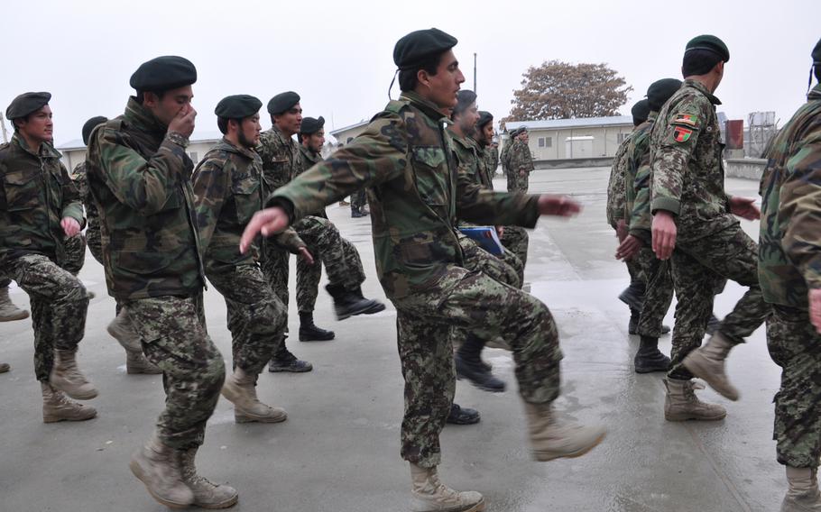 Afghan Air Force servicemembers train in Kabul in 2012. With the deadline for international combat troops to leave Afghanistan fast approaching, commanders and public affairs officers are emphasizing the readiness of Afghan troops to operate independently, though many Afghan units are still under-equipped, lack training and are beset by corruption.