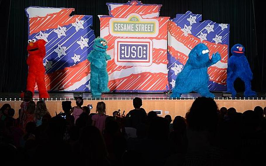 Elmo, Rosita, Cookie Monster and Grover take the stage during a "Sesame Street" show at Aviano Air Base, Italy, on Friday, July 5, 2013.

Jason Duhr/Stars and Stripes