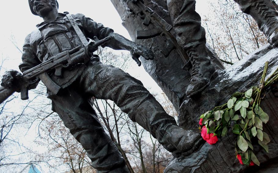 A memorial to the soldiers who fought and died during the Soviet Union's  nearly decade-long war in Afghanistan. The monument stands outside Moscow's Central Armed Forces Museum.