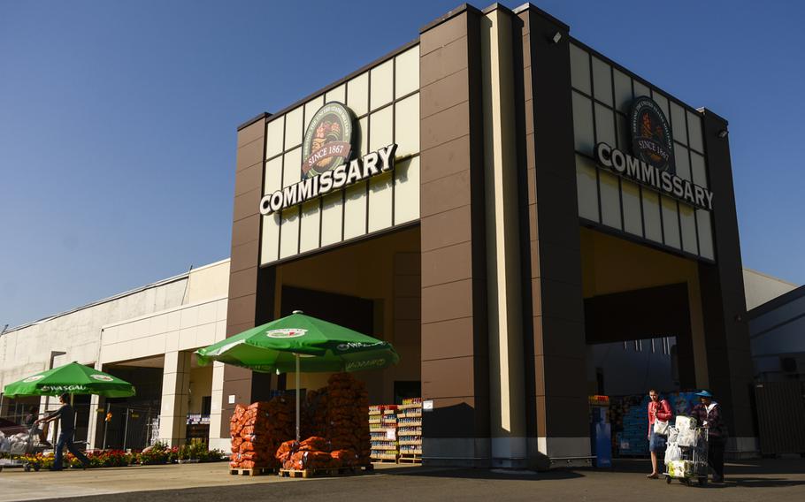 The entrance to the commissary at Ramstein Air Base, Germany. Defense Secretary Chuck Hagel's budget proposals include cutting the subsidy to commissaries, which means increased food prices for U.S. service personnel and their families.