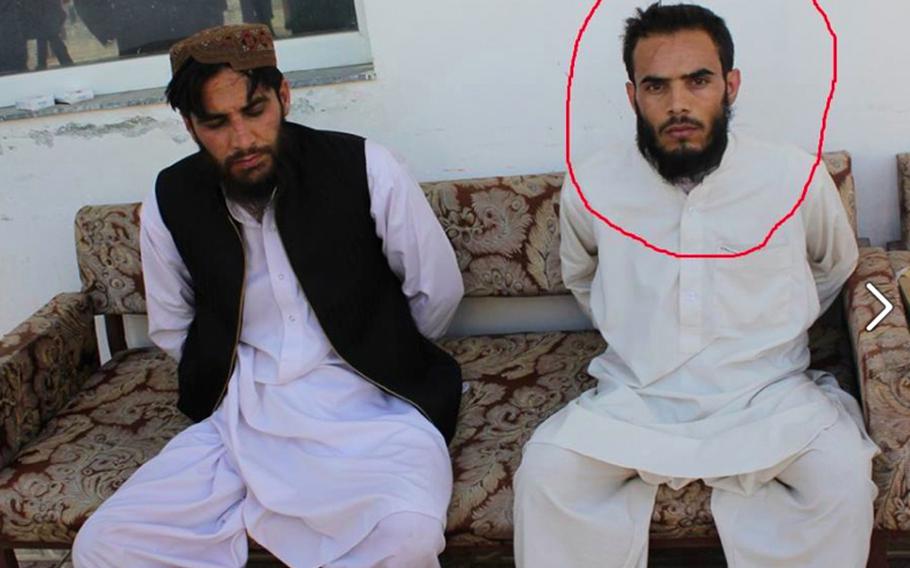 Midlevel Taliban commander Qari Haleem, right, is detained with a man referred to as his deputy in this Facebook photo posted by the Kunduz provincial police in Afghanistan. A spokesman for the police said it will resist a request for Haleem's release by the local representative of Afghanistan's High Peace Council, who claims Qari has disavowed the militant organization. Security officials across Afghanistan say former detainees are behind some of the current violence in the country and have criticized release policies.