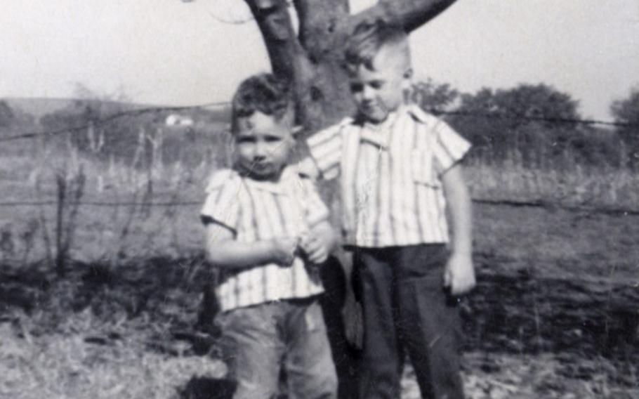 Donald P. Sloat with his big brother Bill Sloat, at their grandfather Turnhow's farm.