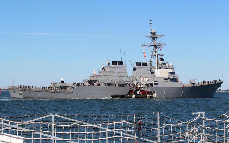 The guided-missile destroyer USS Mitscher departs Naval Station Norfolk for a deployment to the U.S. 5th Fleet area of responsibility. Mitscher will conduct maritime security operations and ballistic missile defense as well as continue to strengthen coalition partnerships.