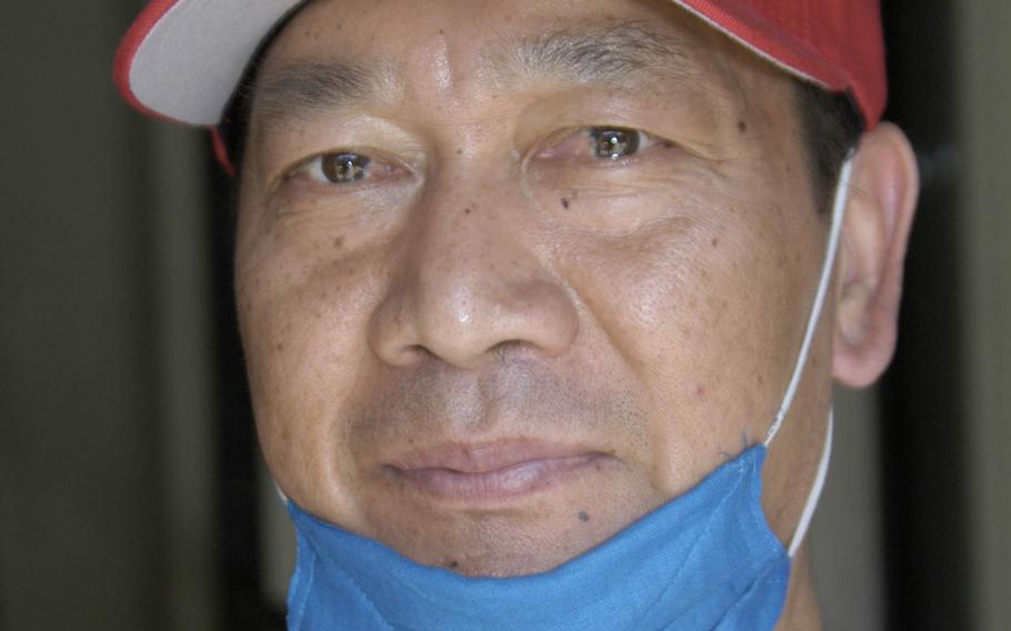 British army Lance Cpl. Hasta Gurung, 46, a former Gurkha, is helping guide Team Rubicon in Nepal.