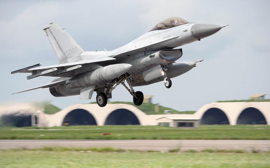 A South Korean KF-16 takes off  Seosan Air Base, South Korea during an exercise on Aug. 20, 2014. The U.S. State Department has approved a possible $2.5 billion sale in F-16 upgrades to South Korea as part of Seoul's effort to revamp its aging fighter jet fleet. Congress has 30 days to block the sale.