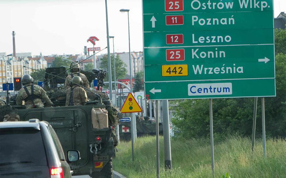 The U.S. Army?s 4th Squadron, 2nd Cavalry Regiment, winds through Poland on its way from Vilseck, Germany, to Tapa, Estonia as part of Dragoon Ride II road march. This convoy will run through the Polish-led, multinational training event Anakonda 16, which kicked off Monday, June 6, 2016, with a ceremony in Warsaw, Poland. 

Jennifer Bunn/U.S. Army
