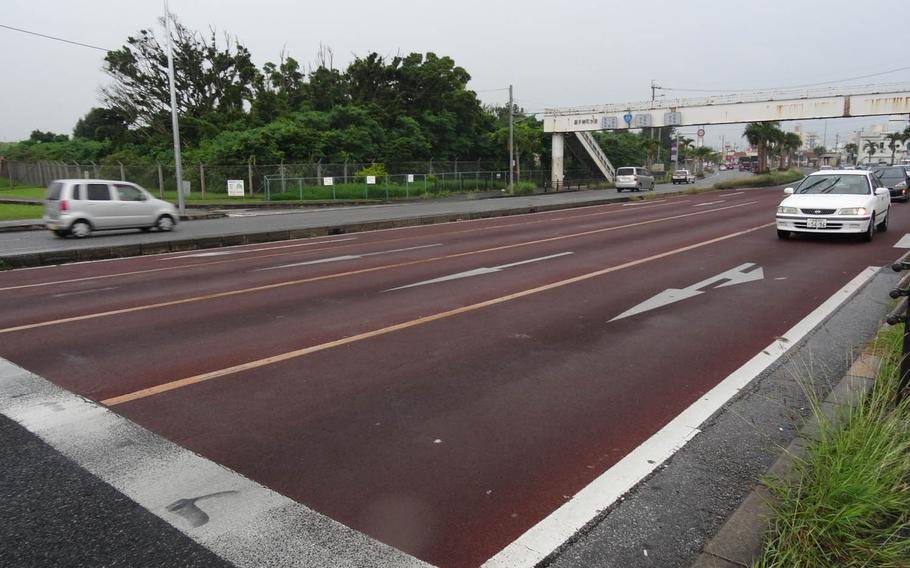 A six-lane section of Highway 58 near Kadena Air Base, Japan. Alcohol was not involved in a one-car accident Monday evening that breached a portion of the perimeter fence at the Okinawa base, an Army official said Tuesday, May 7, 2016.