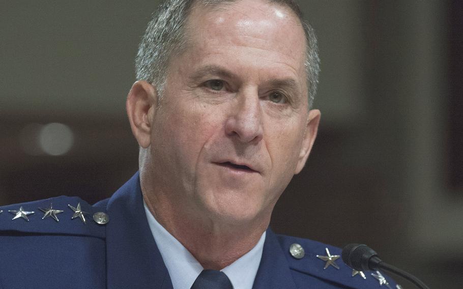 Air Force Chief of Staff nominee Gen. David L. Goldfein makes his opening statement at a Senate Armed Services Committee confirmation hearing on Capitol Hill, June 16, 2016.