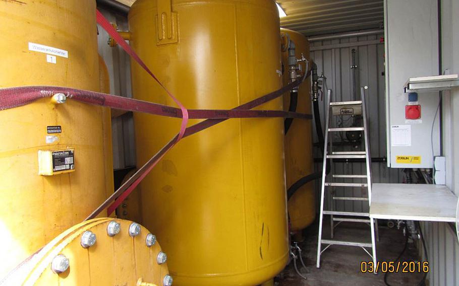 This photo, provided by the U.S. Army Garrison Ansbach Directorate of Public Works, shows a temporary pumping and treatment station set up to eliminate off-post contamination of ground water found to contain perfluorooctanesulfonic acid, or PFOS. PFOS is a compound that was once widely-used in firefighting foam that can pose a health risk to humans.