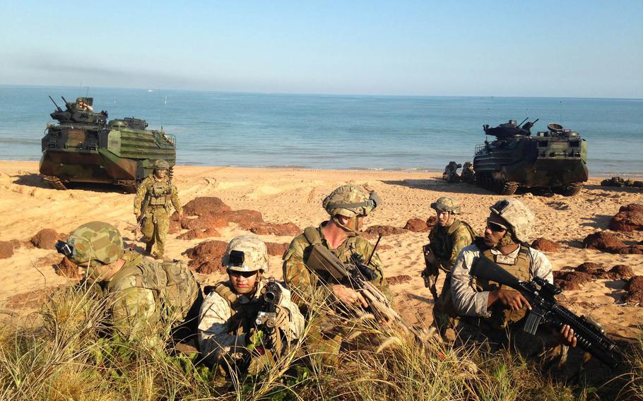 Australian Army soldiers and U.S. Marines conduct an amphibious assault exercise during Talisman Sabre 2015 at Fog Bay, Australia, July 11, 2015. The Navy and Marine Corps expect to deploy a second Amphibious Ready Group and Marine Expeditionary Unit team to the South Pacific in 2019, a Marine general said Wednesday, June 29, 2016.