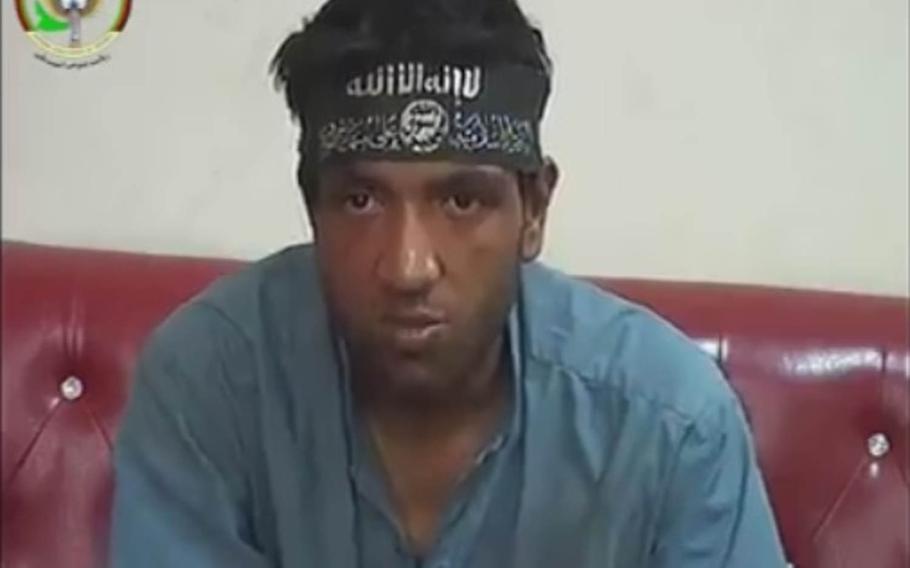Jamil Rahman, an Islamic State loyalist who Afghan officials say was involved in several attacks against Afghan forces in Achin and Deh Bala districts of Nangarhar province, is seen here in a screen capture from a video confession the Afghan National Directorate of Security posted on social media on Sunday, Oct. 2, 2016.