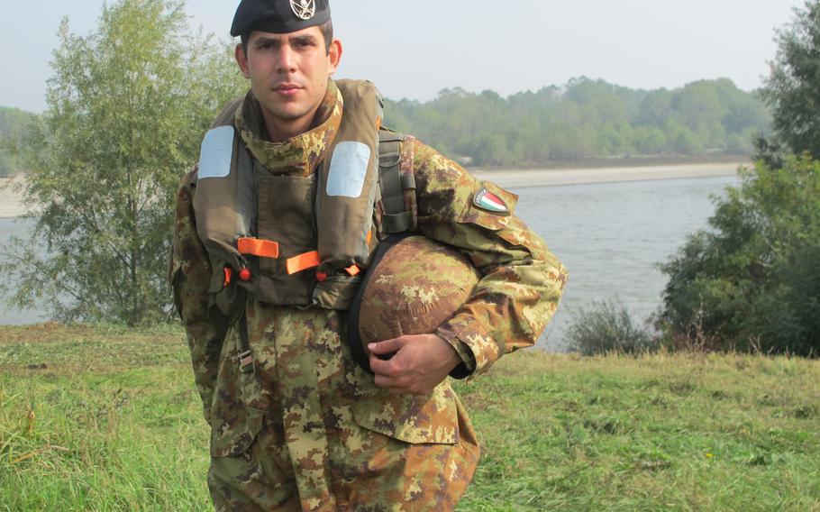 Italian army engineer Capt. Stefano Manca, bridging company commander, said that launching a motorized pontoon bridge into a river is ''fundamental'' for Italian army sappers during an exercise  on the Po River on Tuesday, Oct. 18, 2016, with the 173rd Airborne Brigade that did just that.