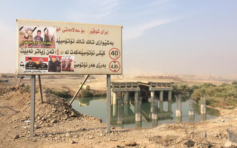 The road from Irbil to liberated territory near Mosul crosses the Khazir River via a one-lane bridge that the Kurdish peshmerga built for the October 2016 offensive. The Islamic State had destroyed the original two-lane bridge as they retreated.