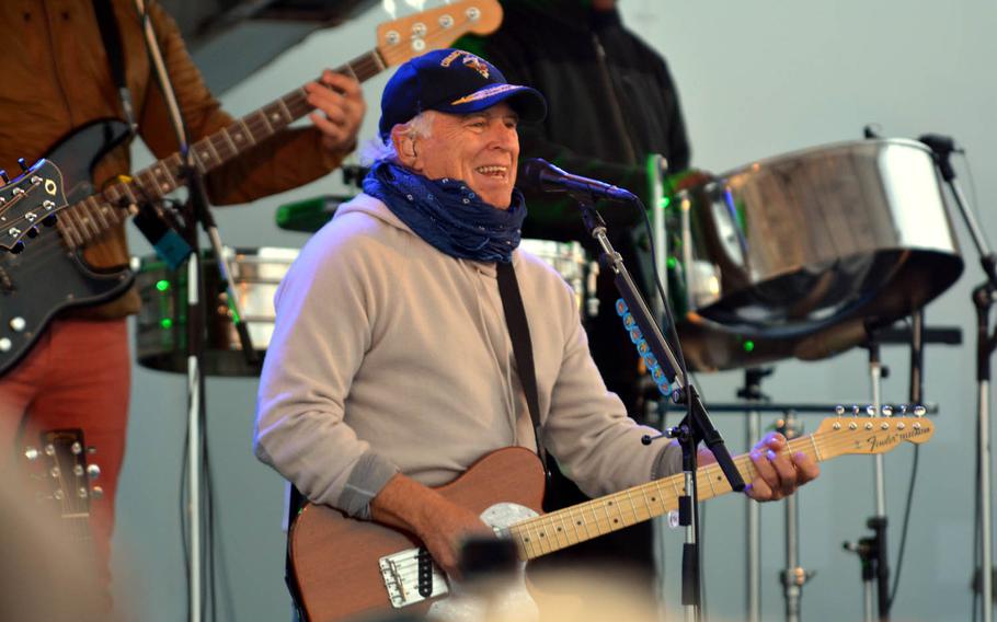 Jimmy Buffett opens his show with the Coral Reefers Band at Yokosuka Naval Base, Japan, Sunday, Oct. 30, 2016. Buffett also played a free show for servicemembers on Okinawa a couple of days earlier.