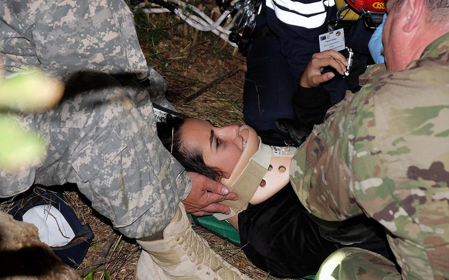 U.S. Army Reserves from the 7th Mission Support Command's Medical Support Unit Europe worked with partner nations during the Crna Gora 2016 exercise in Montenegro. On Tuesday, Nov. 1, 2016, the teams participated in search and rescue and chemical, biological, radiological and nuclear defense sampling and denitrification training.
Matthew Chlosta/U.S. Army.
