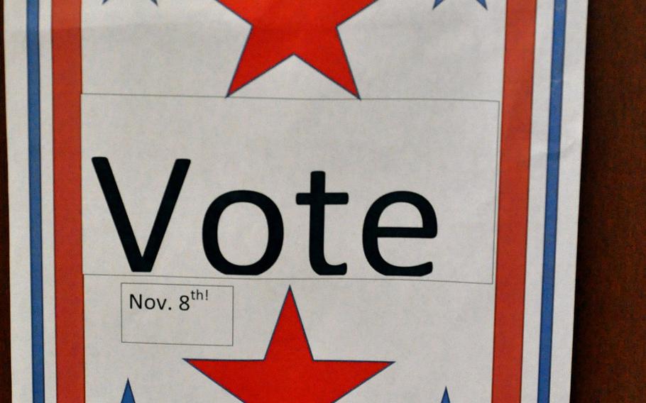 There were signs everywhere in the hallways of the Aviano middle and high schools on Tuesday, Nov. 8, 2016, letting students know that it was election day.