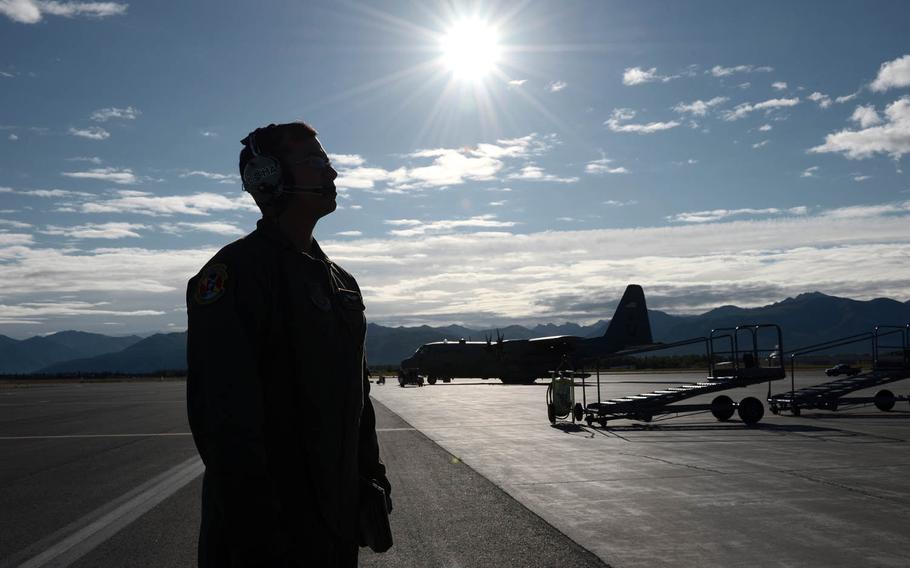 Senior Airman Jeremy Jutba-Hake conducts pre-flight checks during Red Flag-Alaska at Joint Base Elmendorf-Richardson, Alaska, in 2015. Jutba-Hake, 22, a Hawaii native assigned to the 36th Airlift Squadron at Yokota Air Base, Japan, died of heart failure on Dec. 13, 2015, while participating in Operation Christmas Drop, an annual training mission in which the Air Force parachutes supplies to isolated island communities in Micronesia.