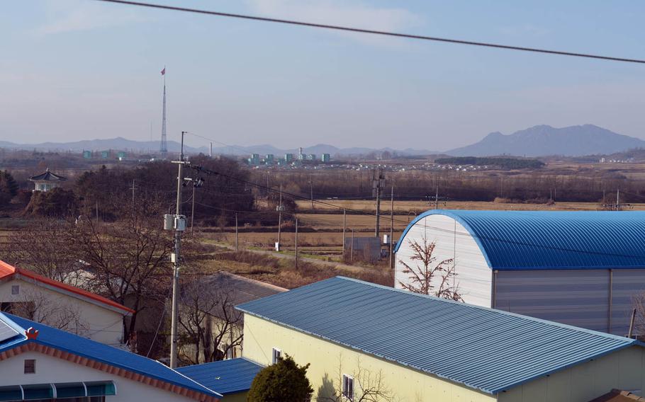 A view of the North Korean village of Kijong-dong, which U.S. and South Korean officials say is largely vacant but plays round-the-clock propaganda broadcasts that can be heard from South Korean villagers about a mile away.