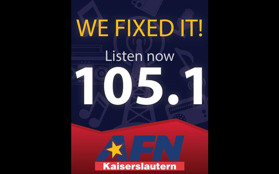 AFN Kaiserslautern will switch to a U.S. radio-friendly frequency on Jan. 18, 2017, to allow local listeners to access the station in American vehicles, the agency announced.