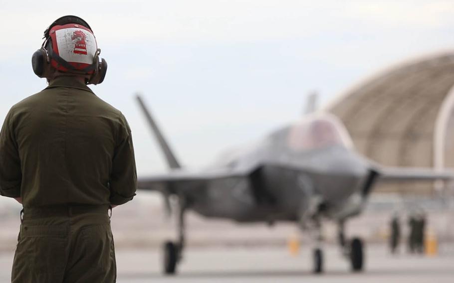 An F-35B lightning II with Marine Fighter Attack Squadron 121 prepares to take off from Marine Corps Air Station Yuma, Ariz., Jan. 9, 2017, en route to Marine Corps Air Station Iwakuni, Japan. VMFA-121 is the first operational F-35B squadron assigned to the Fleet Marine Force, with its relocation to 1st Marine Aircraft Wing at Iwakuni.